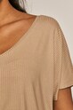 T-shirt damski oversize z prążkowanej dzianiny beżowy RS21.TSD072 beżowy