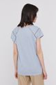 T-shirt damski z bawełny organicznej z dekoltem niebieski <p>100 % Bawełna organiczna</p>