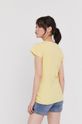 T-shirt damski z prążkowanej dzianiny żółty 48 % Bawełna, 4 % Elastan, 48 % Wiskoza