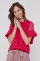 różowy T-shirt damski z bawełny organicznej różowy Damski