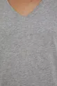 Długi t-shirt damski z dekoltem V szary Damski