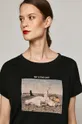 T-shirt damski z kolekcji EVIVA L’ARTE z bawełny organicznej czarny Damski