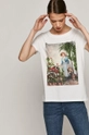 biały T-shirt damski EVIVA L’ARTE  z bawełny organicznej biały