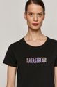 T-shirt damski z bawełny organicznej z napisem KATASTROFA czarny Damski