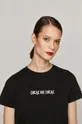 czarny T-shirt damski z bawełny organicznej z nadrukiem CHCĄC NIE CHCĄC czarny Damski