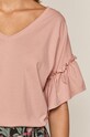 T-shirt damski z falbankami z bawełny organicznej różowy RS21.TSD500 różowy