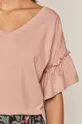 T-shirt damski z falbankami z bawełny organicznej różowy Damski