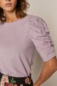 T-shirt damski z marszczeniami na rękawach fioletowy Damski