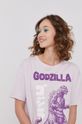 lawendowy T-shirt damski z nadrukiem Godzilla fioletowy Damski