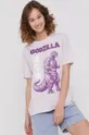 fioletowy T-shirt damski z nadrukiem Godzilla fioletowy