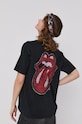 T-shirt damski z nadrukiem The Rolling Stones czarny okrągły czarny RS21.TSDA57