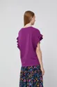 T-shirt damski z falbanką fioletowy 100 % Bawełna