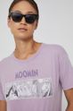 T-shirt bawełniany damski z nadrukiem Moomin fioletowy Damski