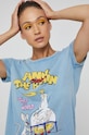 T-shirt bawełniany damski z nadrukiem Pinky and the Brain niebieski RS21.TSDC23 niebieski