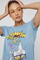 T-shirt bawełniany damski z nadrukiem Pinky and the Brain niebieski Damski