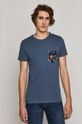 niebieski T-shirt męski z kolekcji EVIVA L’ARTE z bawełny organicznej niebieski