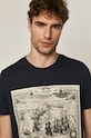 T-shirt męski z bawełny organicznej granatowy granatowy RS21.TSM501