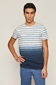 Bawełniany T-shirt męski w paski biały bawełna biały RS21.TSM710