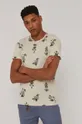 beżowy Bawełniany t-shirt męski wzorzysty kremowy