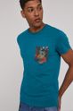 morski T-shirt męski z bawełny organicznej niebieski Męski