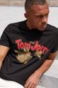 czarny T-shirt męski z nadrukiem Tom and Jerry czarny Męski