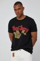 czarny T-shirt męski z nadrukiem Tom and Jerry czarny
