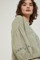 Bluzka bawełniana damska z aplikacją zielona Damski