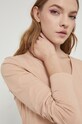 Longsleeve bawełniany damski gładki z domieszką elastanu beżowy beżowy RS22.BUD022