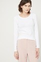 Longsleeve bawełniany damski gładki z domieszką elastanu biały RS22.BUD031 biały RS22
