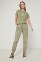 Spodnie bawełniane damskie joggery high waist zielone RS22.SPD070 zielony RS22