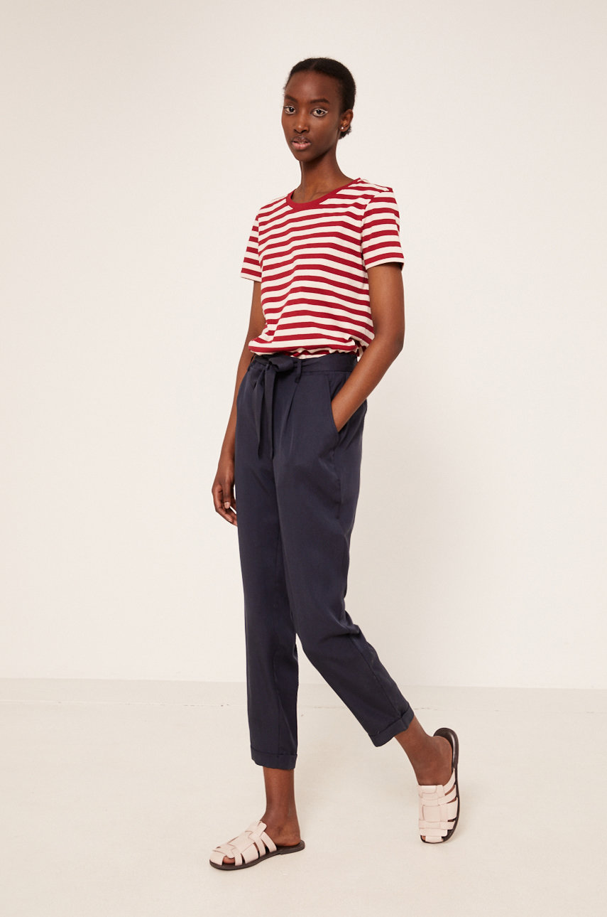 Spodnie damskie high waist granatowe granatowy