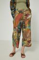 Spodnie z domieszką lnu damskie high waist multicolor multicolor