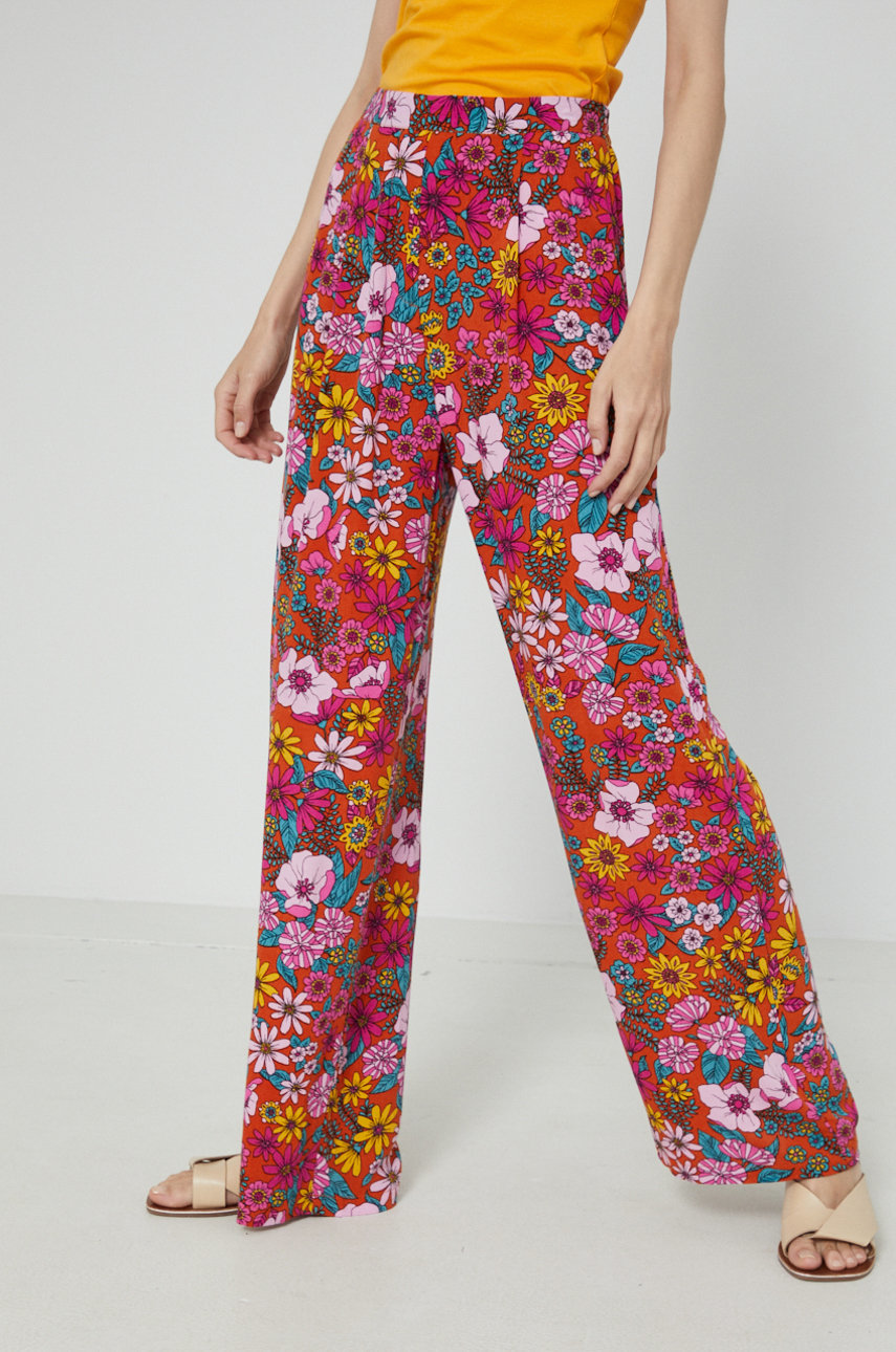 Spodnie damskie high waist multicolor multicolor