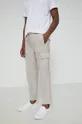Spodnie lniane męskie proste beżowe beżowy