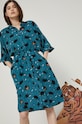 Sukienka rozkloszowana wzorzysta by Jakub Zasada zielona turkusowy RS22.SUD350