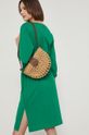 Sukienka bawełniana rozkloszowana gładka zielona 100 % Bawełna