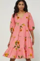 Βαμβακερό φόρεμα Medicine ροζ