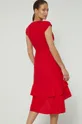 Sukienka z domieszką lnu damska rozkloszowana czerwona 13 % Bawełna, 16 % Len, 71 % Wiskoza