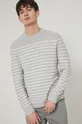 jasny szary Sweter bawełniany męski wzorzysty szary