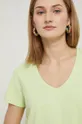 T-shirt bawełniany damski gładki z domieszką elastanu seledynowy Damski