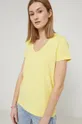 żółty T-shirt bawełniany damski gładki z domieszką elastanu żółty