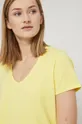 T-shirt bawełniany damski gładki z domieszką elastanu żółty Damski