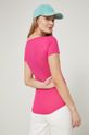T-shirt damski prążkowany różowy 3 % Elastan, 97 % Wiskoza