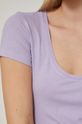 T-shirt damski prążkowany fioletowy Damski