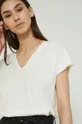 beżowy T-shirt bawełniany damski kremowy