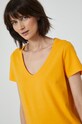 T-shirt bawełniany damski gładki z domieszką elastanu pomarańczowy z elastanem pomarańczowy RS22.TSD0C3