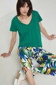 T-shirt bawełniany damski gładki z domieszką elastanu zielony z elastanem zielony RS22.TSD0C3