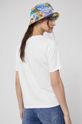 T-shirt bawełniany Eviva L'arte damski z nadrukiem kremowy 100 % Bawełna