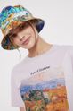 T-shirt bawełniany Eviva L'arte damski z nadrukiem fioletowy Damski