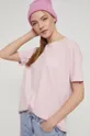 T-shirt bawełniany Eviva L'arte damski z nadrukiem różowy 100 % Bawełna